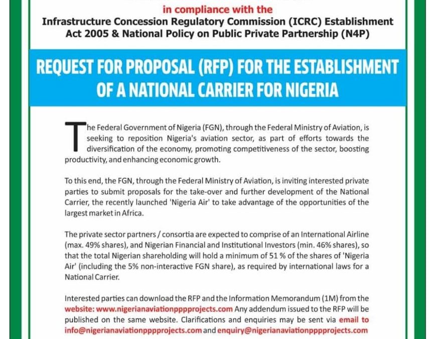 Request for Proposal (RFP) for the establishment of a National Carrier