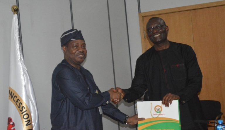 Acting Director General of ICRC Michael Ohiani with the Executive Secretary of the Nigerian Shippers' Council Emmanuel Jime