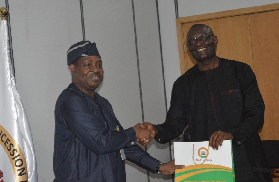 Acting Director General of ICRC Michael Ohiani with the Executive Secretary of the Nigerian Shippers' Council Emmanuel Jime