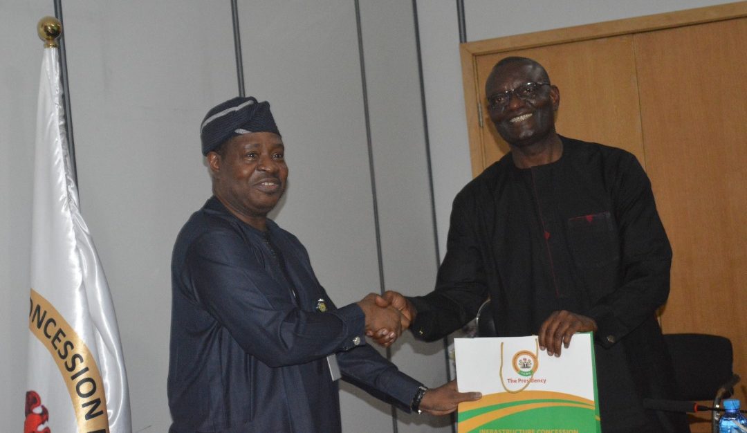 Acting Director General of ICRC Michael Ohiani with the Executive Secretary of the Nigerian Shippers' Council Emmanuel Jime