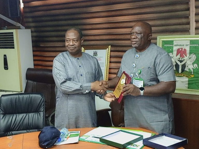 From L: Director General of Infrastructure Concession Regulatory Commission (ICRC), Michael Ohiani with Port Manager, NPA, Calabar Port, Mr Olumati Festus, during a monitoring visit by the ICRC to the Port