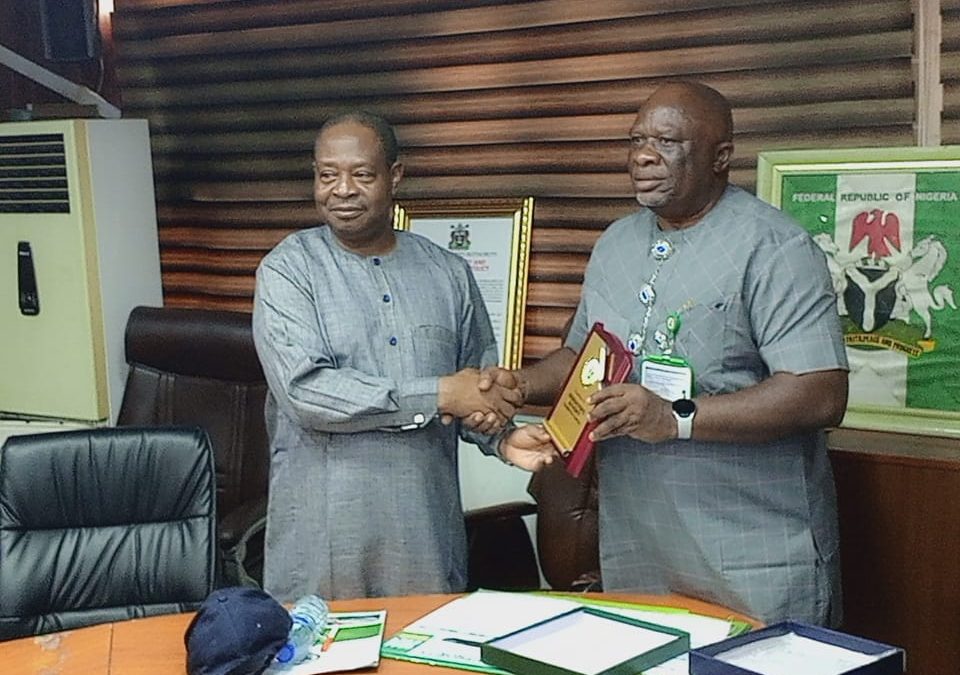 From L: Director General of Infrastructure Concession Regulatory Commission (ICRC), Michael Ohiani with Port Manager, NPA, Calabar Port, Mr Olumati Festus, during a monitoring visit by the ICRC to the Port